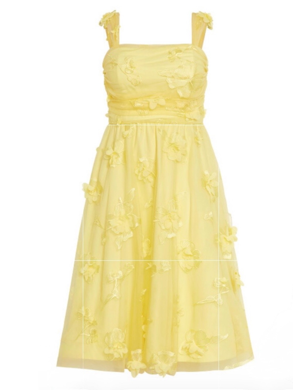NWT City Chic Yellow Floral 3D floral Appliqué A-Line midi Dress womens size 16